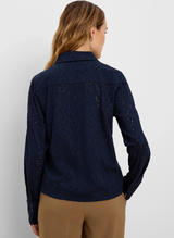 Knit Eyelet Pop On Top- Dark Indigo