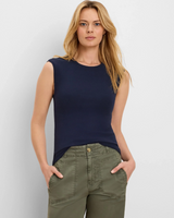 Perfect Knit Rib Growover Tank- Dark Indigo