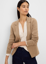 Elegant Knit Tailored Blazer- Oak