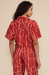 Ren Short Sleeve Tie Top - Brick Red