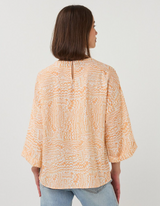 Wide Sleeve Waves Blouse- Orange