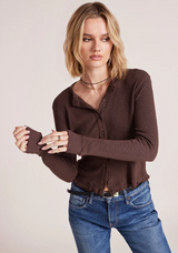 Ruffle Cardigan- Mocha