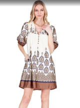 Pin Tuck Yoke Dress  - Desert Lotus 