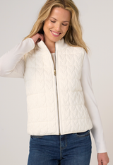 Reversible Quilted Sweater Vest- Cream