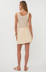 Crushed Buckle Wrap Skirt- Light Sand