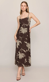 Charisma Floral Midi Dress- Dark Chocolate
