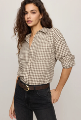 River Plaid Button Up- Dark Chocolate