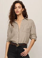River Plaid Button Up- Dark Chocolate