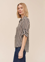 Split Back Button Down - Black/Ecru