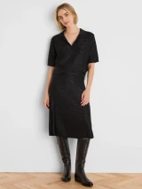 Anytime Sequin Polo Sweater- Black Onyx