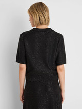 Anytime Sequin Polo Sweater- Black Onyx