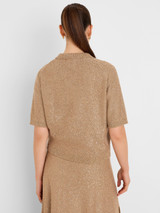  Anytime Sequin Polo Sweater- Chinchilla