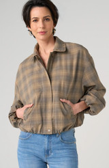Bubble Hem Jacket - Oak Multi Ombre Plaid 