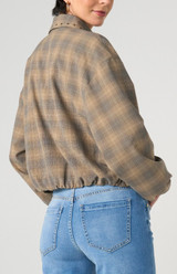 Bubble Hem Jacket - Oak Multi Ombre Plaid 