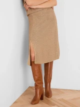 Anytime Sequin Knit Skirt- Chinchilla