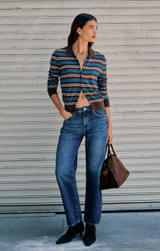Lexi Mid Rise Bowed Straight Jeans - Moonwave