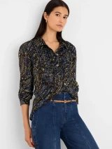 Portobello Paisley Chiffon Shirt- Blue Multi