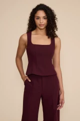 Leanne Peplum Top- Wine