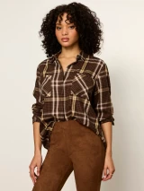 The City Plaid Shirt- Burnt Cocoa