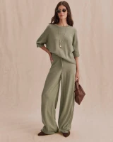 Splendid Georgie Short Sleeve Sweater- Eucalyptus