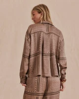 Splendid Clara Button Shirt- Taupe Grey Bandana