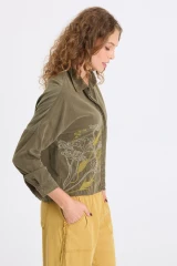 XCVI Kyle Embroidered Corduroy Button-Up- Kombu Pigment