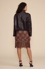 Lucy Paris Cierra Lace Midi Skirt- Brown