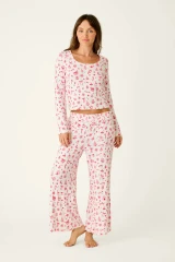 PJ Salvage Femme de Noel Holiday Print Pajama Pant- Ivory