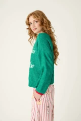 PJ Salvage Martinis and Mistletoe Snuggle Sweater- Ivy