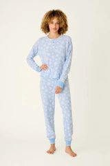 PJ Salvage Ski Jammie Classics Snowflake Print Long Sleeve PJ Set- Peri