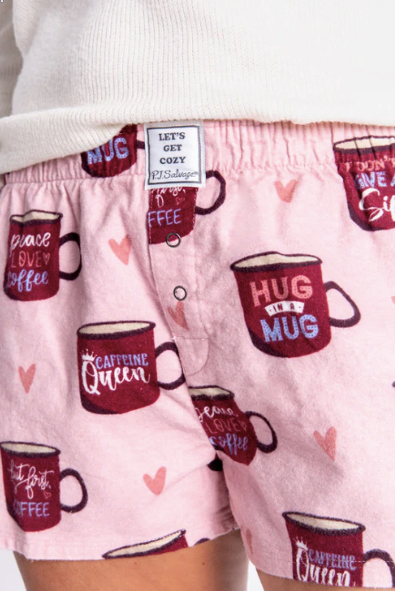 PJ Salvage Coffee Mugs Flannel Short Pink