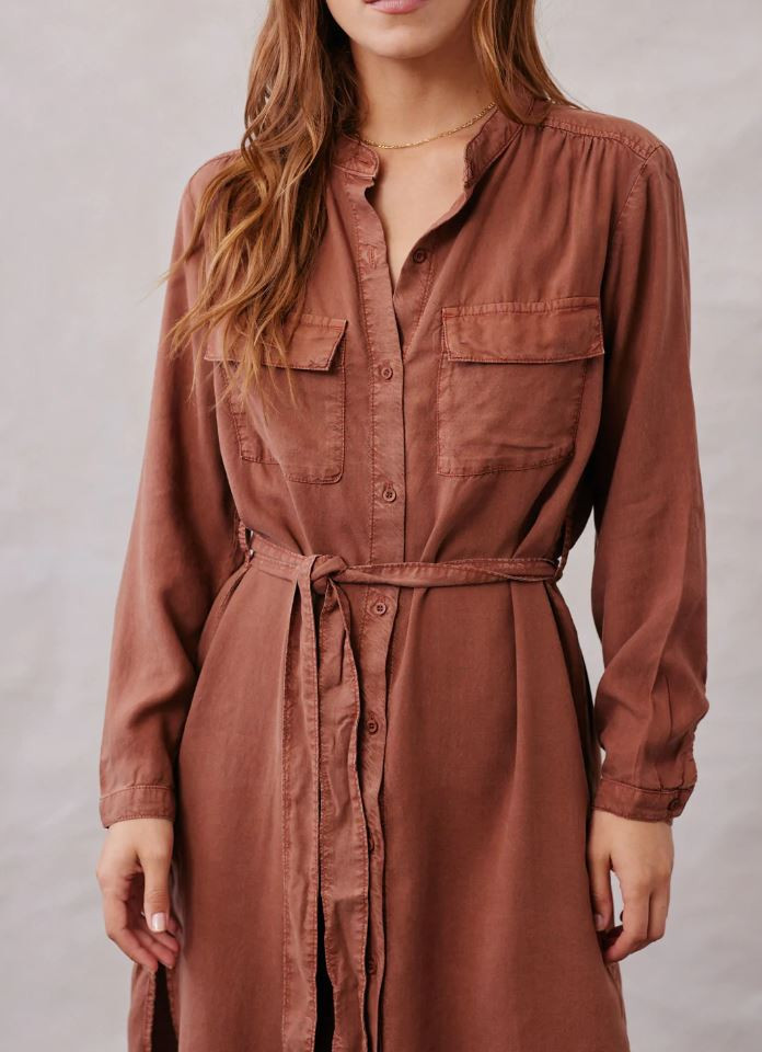 Palmer Long Sleeve Pocket Dress - Copper Sand