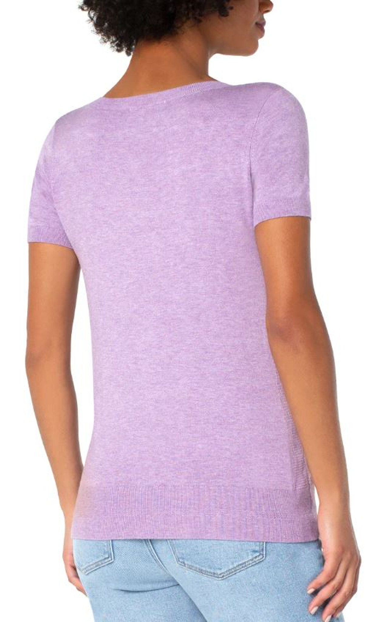 Purple short sleeve sweater sale