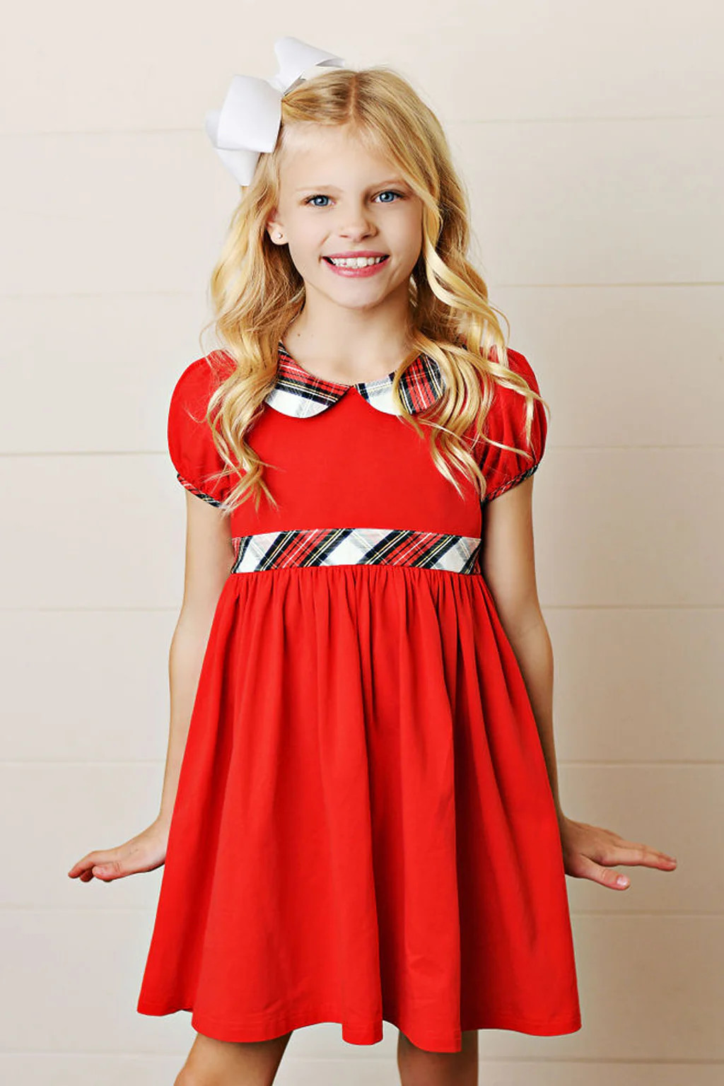 Serendipity Tartan Plaid Dress w/ Peter Pan Collar