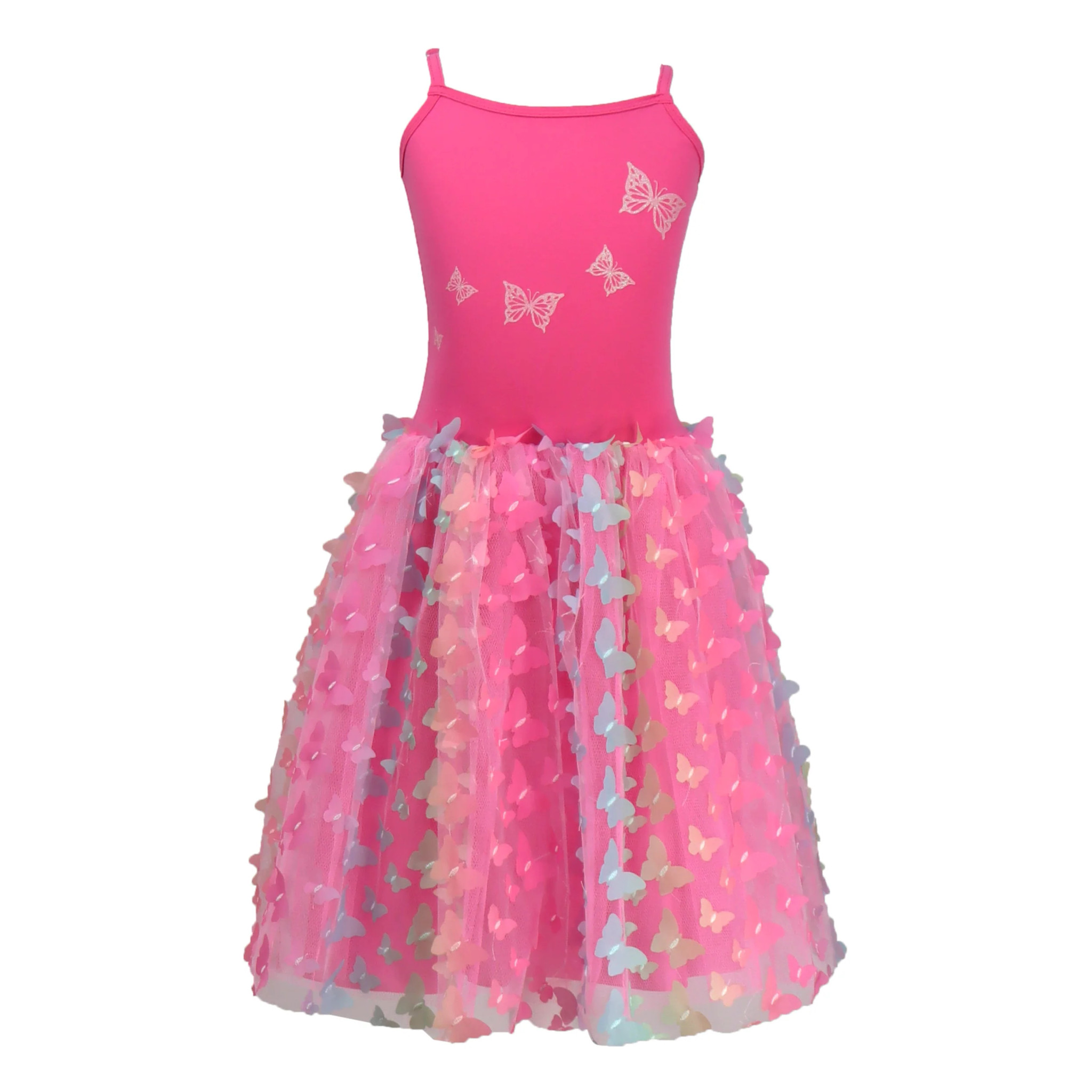 hot pink butterfly dress Long Butterfly Prom Dress with Mermaid Skirt Hot Pink / Small