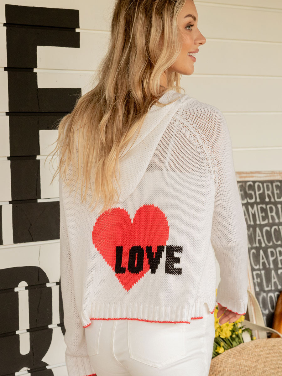 Wooden Ships Love Zip Cotton Hoodie - Breaker White