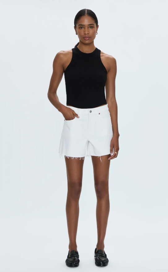 Pistola Kennedy Relaxed Mid Rise Cut Off Short- Antique White