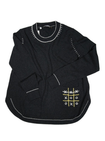 Zaket & Plover Charcoal Combo Tic Tac Toe Sweater