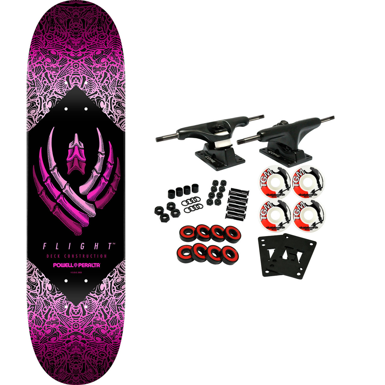 Powell Peralta Skateboard Complete Flight 247 Bones Pink 8.0