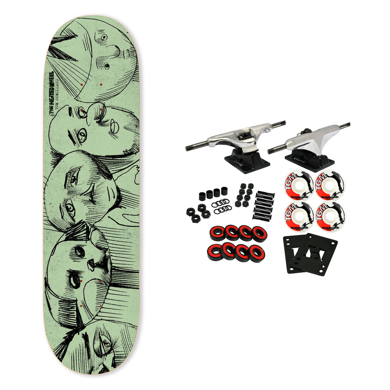 The Heated Wheel Skateboard Complete Tom Remillard Faces 9.0