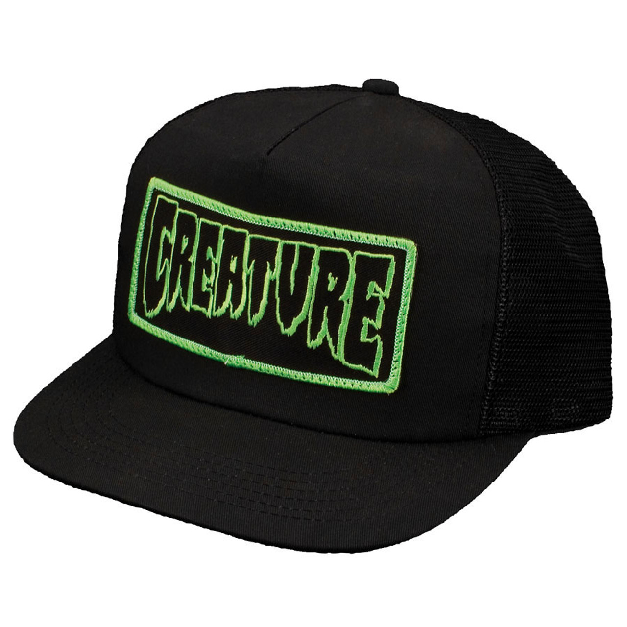 Creature Hat Patch Mesh Trucker Black Cap