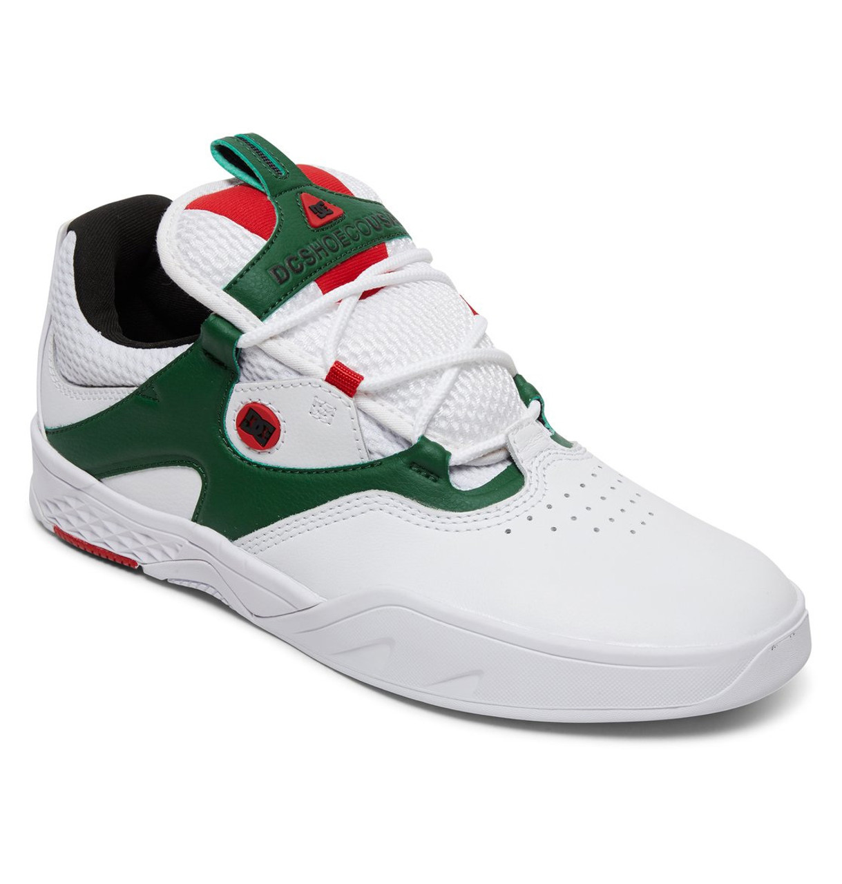 white and green dc shoes