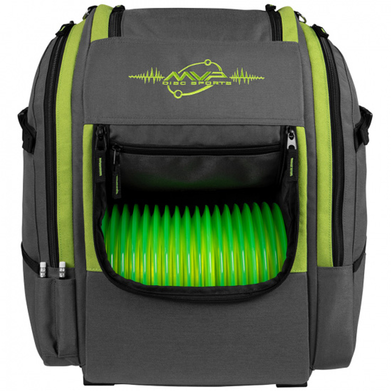 MVP Disc Golf Backpack Bag Voyager Lime Holds 20 Discs