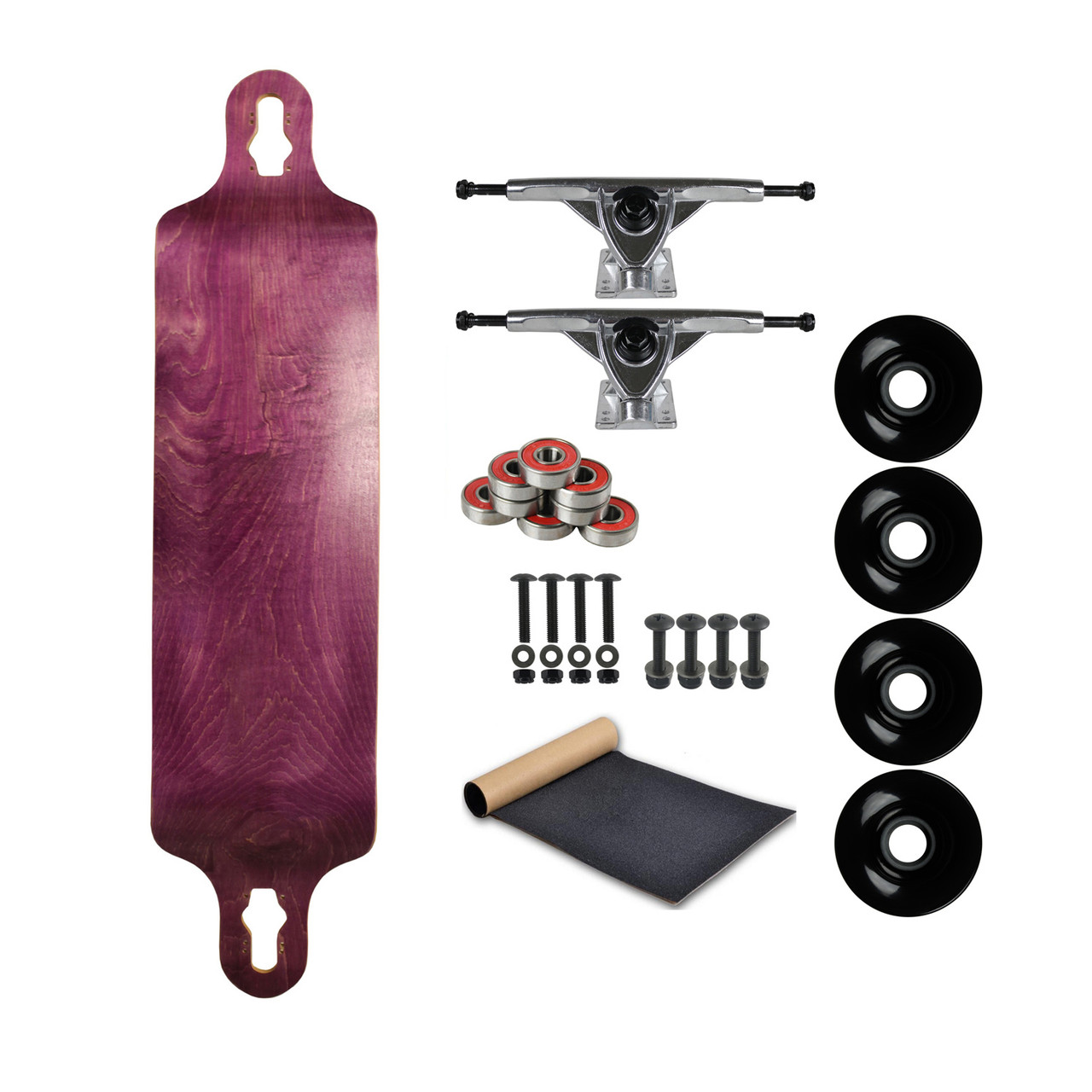 Vejhus Guinness mikrocomputer Moose Longboard Complete 9.75" x 41.25" Double Drop (Down/Through) Purple  (All Parts Included)