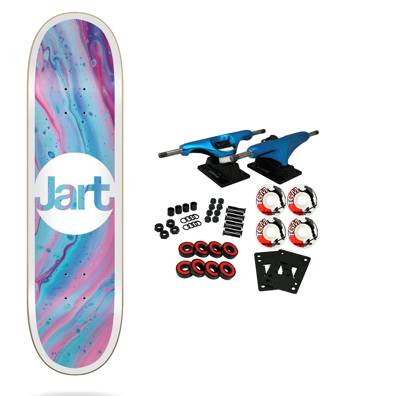 Buitenboordmotor Omgekeerd composiet Jart Skateboard Complete Tie Dye Blue 8.125" x 31.6"