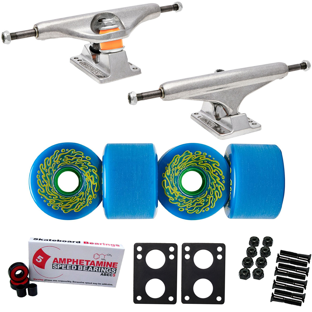 Slime Balls Old School Skateboard Kit 66mm Blue Wheels, Independent 159  Trucks