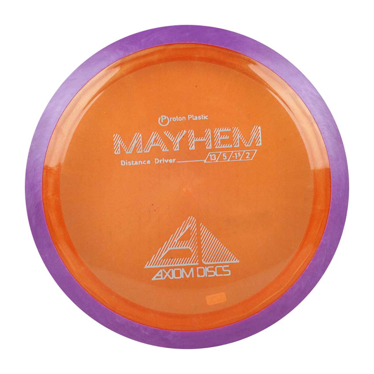 Axiom Disc Golf Proton Mayhem Distance Driver 13/5/-1.5/2 Orange/Purple 173  grams