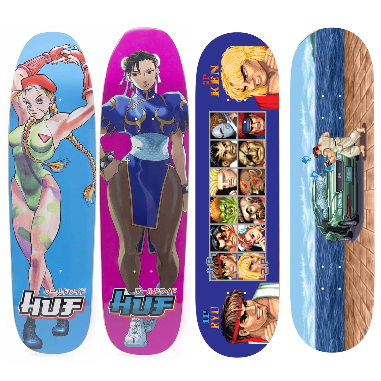 Huf X Street Fighter Deck Limited Edition 4-Pack Complete Set of Decks