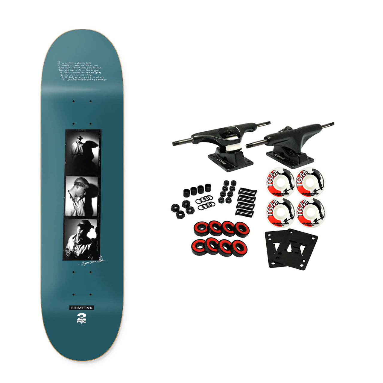 Primitive Skateboard Complete Tupac Shadows Teal 8.125