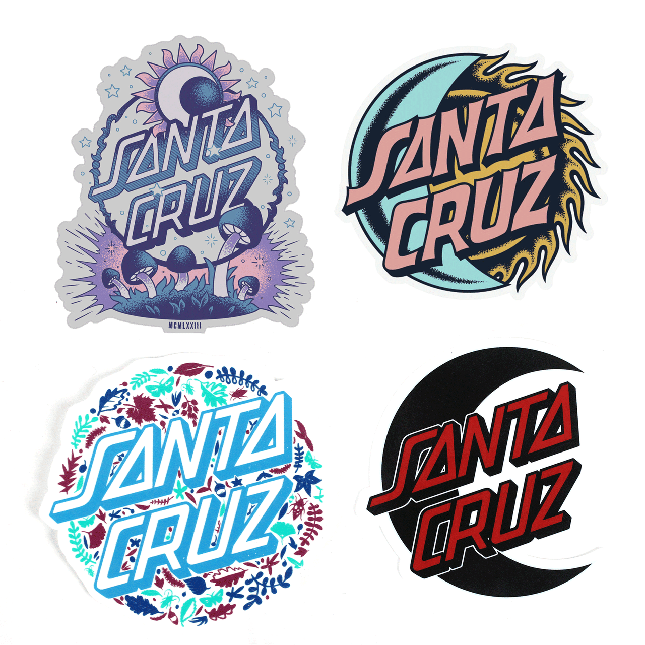 Santa Cruz Skateboard Stickers Graphics 4-Pack #1